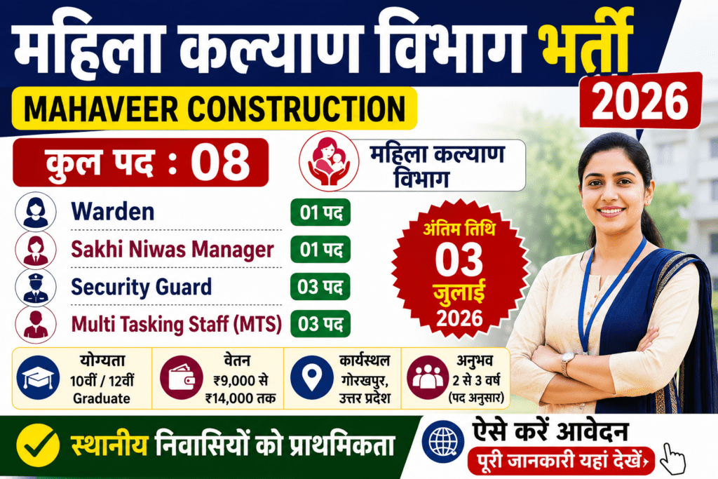 Mahila Kalyan Vibhag Gorakhpur Bharti 2026