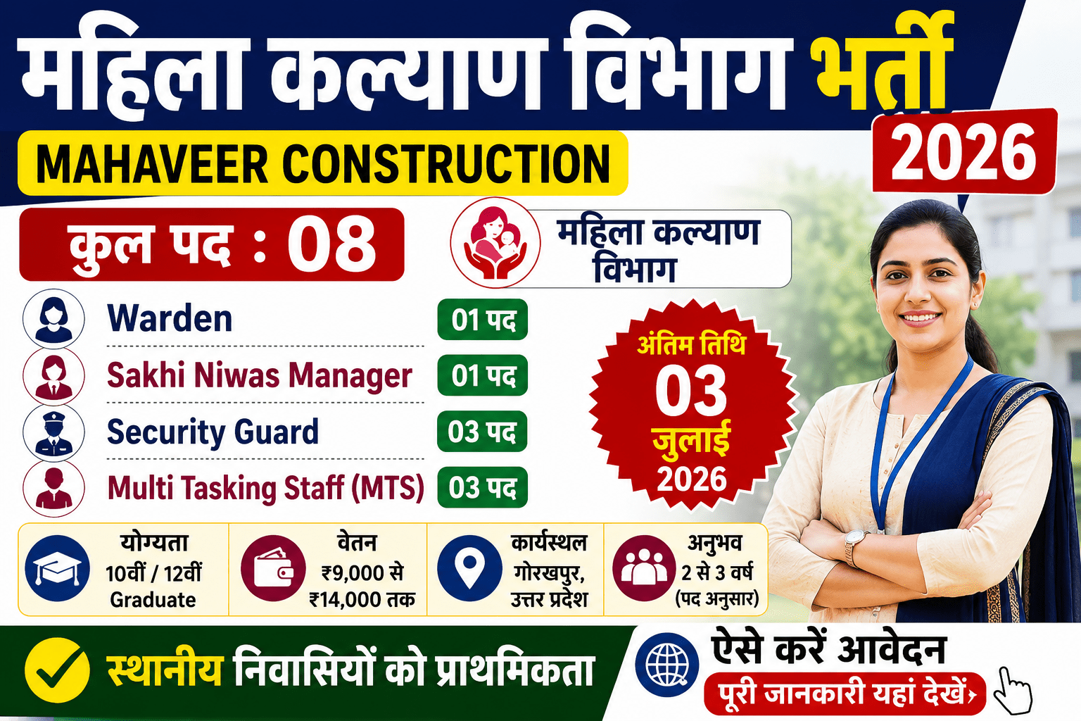 Mahila Kalyan Vibhag Gorakhpur Bharti 2026