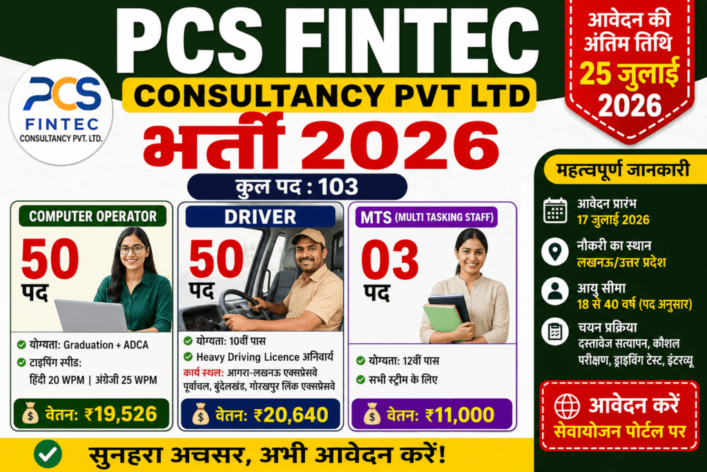 PCS Fintec Bharti 2026