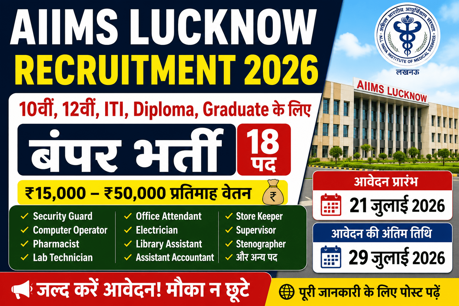 AIIMS Lucknow Recruitment 2026