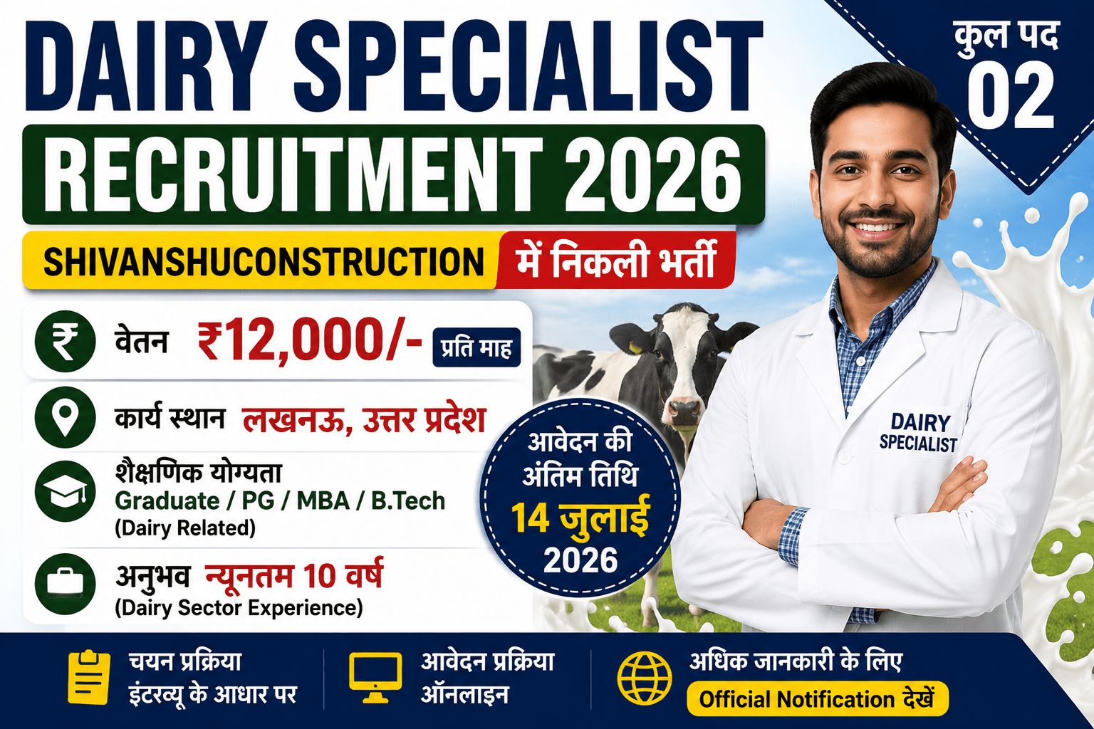 Dairy Specialist Recruitment 2026
