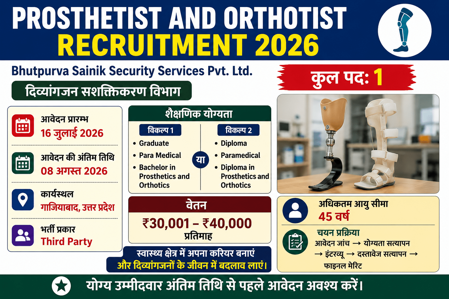 Prosthetist Recruitment 2026